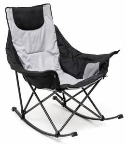 SunnyFeel AC2026H Folding Rocking Camping Chair with USB Heating, 500 lbs Capacity, Gray & Black
