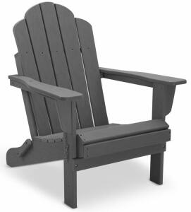 (2) Foldable Dark Gray HDPE Adirondack Chairs, 400 lbs Capacity, All-Weather Resistant
