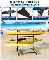 Feesun 3-Tier Freestanding Kayak Storage Rack with Wheels and Adjustable Arms - 9