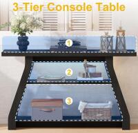 Tarnorci 3-Tier Console Table with LED Lighting, Black Finish - 4