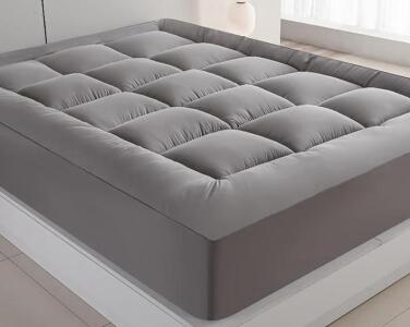 King Size Quilted Mattress Topper, Grey, 76"x80", Elastic Skirt, Fits up to 21" Mattress, New