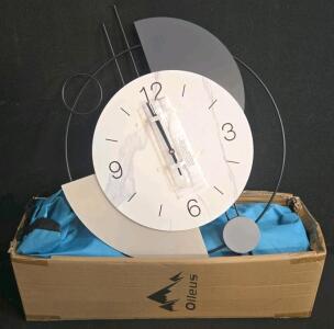 Oileus Folding Camping Chair Low Beach Blue with Bag & Modern Geometric Wall Clock