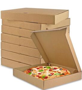 16-Inch Brown Kraft Corrugated Pizza Boxes, Flat-Pack, Fits 16" Pizzas, 5 Sets of 8, Food Grade