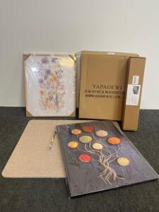 Mixed Lot: 2 Framed Wall Arts (16x20), Furniture Panel (36x24), YAPAOEWI Slide-Out Basket