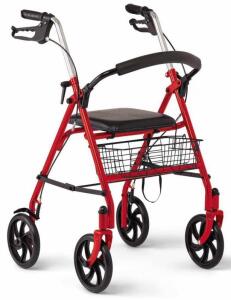 Medline Guardian Basic Steel Rollator, Model MDS86800, Red, 8" Wheels, 350 lb Capacity