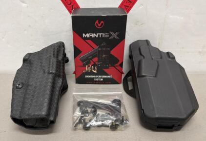 (2) Safariland Glock 21 Duty Holsters QLS & Paddle, Basketweave, Mantis X Shooting System Kit