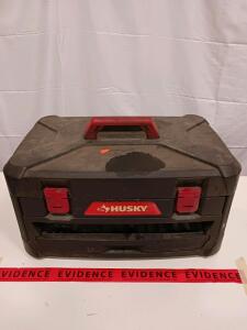 Husky Portable Tool Box with Socket & Wrench Set, Hard Plastic Case