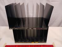Metal Evidence Organizer Rack with 20 Slots, Black, Two-Tier Design