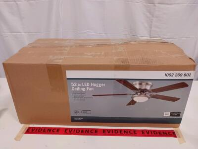 Hampton Bay Clarkston II 52" LED Hugger Ceiling Fan, Brushed Nickel, 5 Blades, Light Kit Included