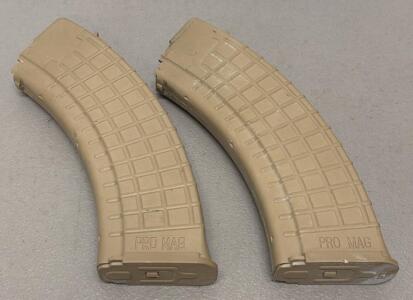 (2) ProMag AK-47 30-Round Polymer Magazines, Flat Dark Earth, Fits 7.62x39mm