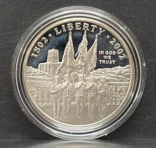 2002 West Point Bicentennial Proof Silver Dollar, U.S. Mint, COA, Case, 90% Silver, $1 W