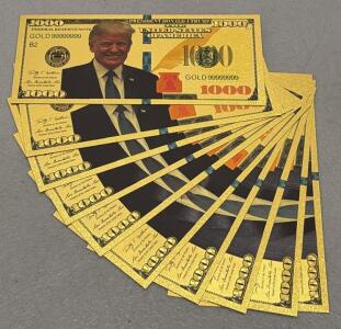 Gold Foil $1000 Trump Commemorative Collectible Replica Bill &ndash; Serial GOLD99999999, Lot of 10