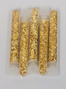 (5) 3" Long Bottles of Gold Flake/Leaf Gold