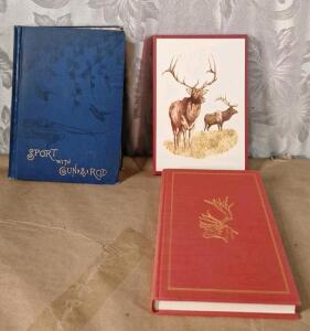 (1) Vintage Hardcover Copy Of Sport With Gun & Rod in American Woods and Water, Published In 1883 & (1) Harcover Copy Of Hunting On Big Game Trails By Tory Taylor, Published In 1988, W/ Matching Slipcase