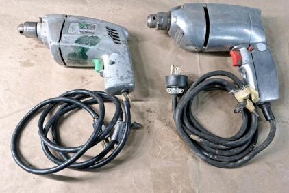 (1) Vintage Skil 1/4" Electric Drill & (1) Vintage Craftsman 3/8" Electric Drill