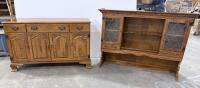 Traditional Wood Buffet & Hutch Set, Glass Doors, Plate Rack, 60" Wide, 7-Drawer Storage
