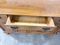 Traditional Wood Buffet & Hutch Set, Glass Doors, Plate Rack, 60" Wide, 7-Drawer Storage - 4