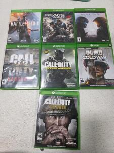 Xbox One/Series X Shooter Game Lot: COD WWII, Vanguard, Black Ops Cold War, Halo 5, Gears of War 4