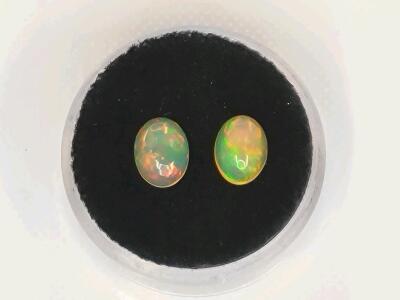 1.60cts. Pair of Natural Fire Opal Oval Cut Gemstone Cabachons