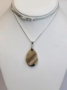 25.65cts. Natural Argentinian Rhodochrosite Teardrop Gemstone Pendant on 24" Necklace