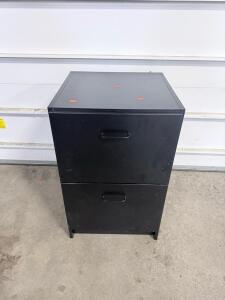 Black Metal 2-Drawer Vertical File Cabinet, 28"x15"x18", Letter/Legal, No Lock Visible