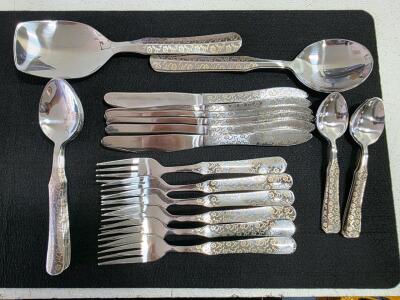 28-Piece Floral Pattern Flatware Set with Original Box