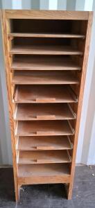 Wooden Flat File Cabinet with 9 Sliding Shelves