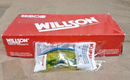 (1) 12-Count Box Of Willson Eclipse Safety Glasses Blue Amber