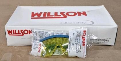 (1) 12-Count Box Of Willson Eclipse Safety Glasses Blue Amber