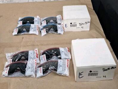 (2) 4-Count Boxes Of Willson Eclipse Safety Glasses, (1) Burgundy Black & (1) Blue Black