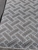 Large 8x10 Outdoor Polypropylene Rug Gray White Basket Weave Pattern, Stained, Flatweave - 5