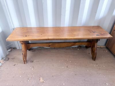 Rustic Wooden Bench, 52" x 13" x 18", Natural Finish, Seats 2-3 Adults
