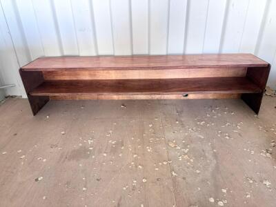 Wooden Media Console, 72" L x 18" D x 24" H, Medium Brown Finish, Open Shelf Design