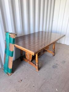 Rectangular Extendable Dining Table with Leaf, Seats 6-10, Medium/Dark Wood Finish