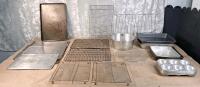 Lot Of Assorted Baking Sheets, Cake Pans, Muffin Pans & Cooling Racks