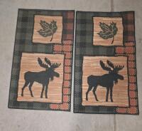 3-Piece Rustic Moose Sillouette Runner & Accent Rug Set - 3