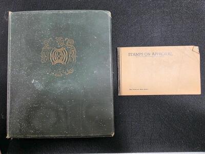 Large Worldwide Stamp Collection Album & "Stamps on Approval" Booklet, 300&ndash;500 Used Stamps, Multinational, 1870s&ndash;1950s