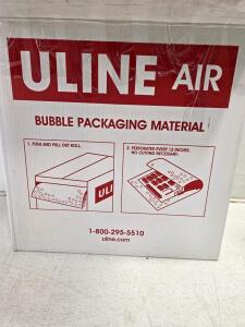 Opened Uline Air Bubble Wrap Roll - 12" x 175', 3/16" Bubbles, Perforated Every 12"