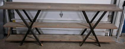 Industrial 3-Shelf Freestanding Wood Shelving Unit &ndash; 96"x13"x37"