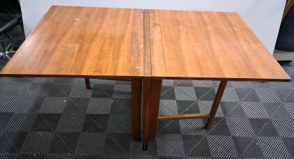 Rectangular Drop-Leaf Wooden Dining Table, Medium Brown