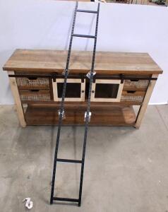 Rustic TV Stand and Metal Wall Decor