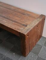 Rustic Solid Wood Coffee Table, Block Legs, Medium Dark Brown - 2