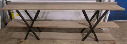 Industrial 3-Shelf Freestanding Wood Shelving Unit &ndash; 96"x12"x33"