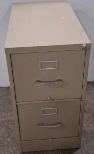 Metal 2-Drawer Vertical Filing Cabinet, Beige, Locking (With Key)