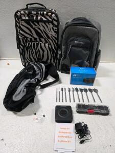 Rockland Zebra Suitcase, Eastsport & Nike Backpacks, AirTV, Grandstream ATA, 10pc HDX Spade Bit Set