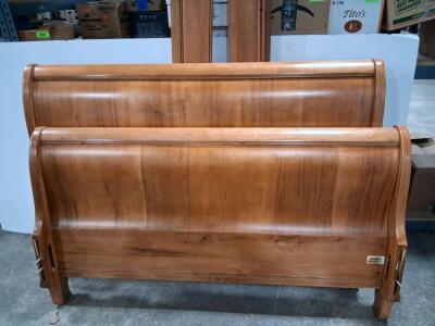Ethan Allen Full Size Wooden Sleigh Bed Frame with Headboard, Sideboards, and Footboard
