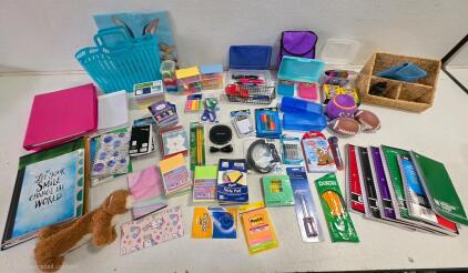 Bulk Lot of 60+ Assorted School & Office Supplies &ndash; Notebooks, Pens, Crayola Crayons, Organizers