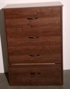 Dark Brown 4-Drawer Dresser with Black Handles