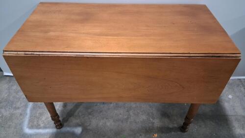Wood Drop-Leaf Dining Table, Rustic Medium Brown Finish, Traditional Style