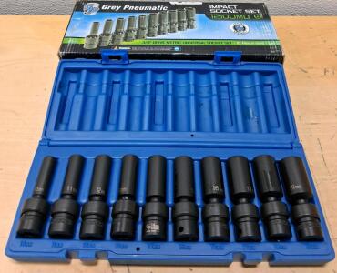 Grey Pneumatic 1210UMD Metric 3/8" Drive Universal Impact Socket Set, 10pc, 10-19mm, w/Case